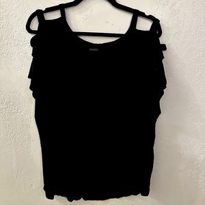 Cold shoulder black tee/tunics SET OF TWO